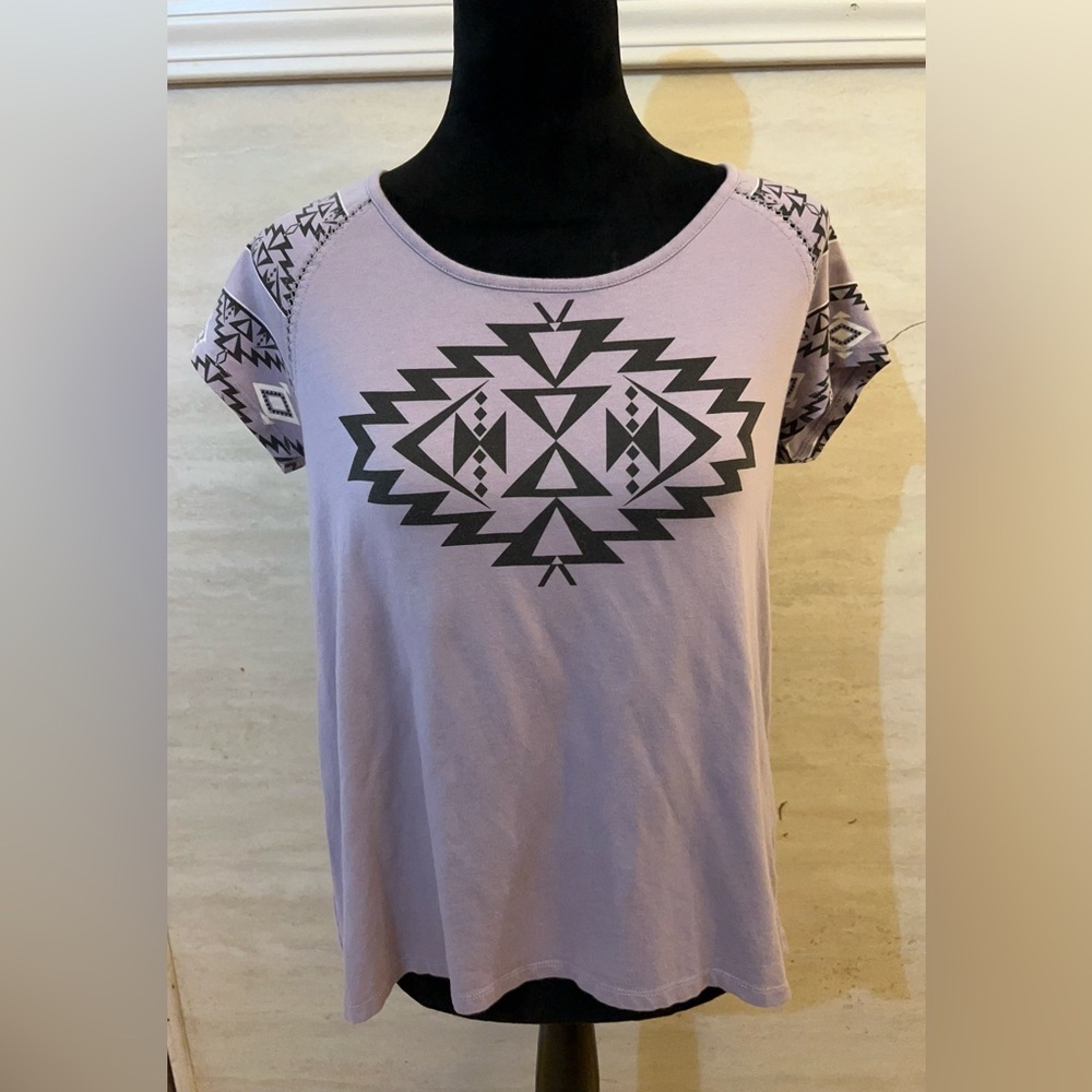 Pendleton Lavender Short Sleeve Tee with Black Southwestern Aztec Graphic